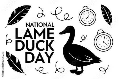 Political Vector Illustration, National Lame Duck Day Celebration and Humor Graphic
