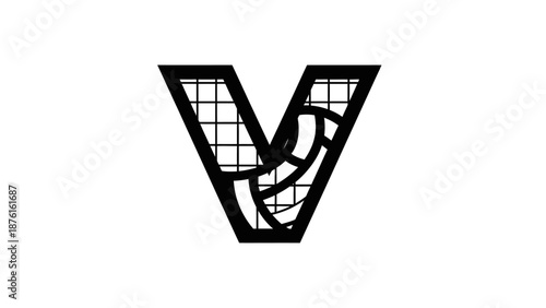 Volleyball Letter V Logo Icon