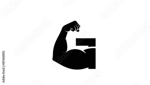 Strong Bicep Flex Icon Silhouette, Fitness and Strength Symbol