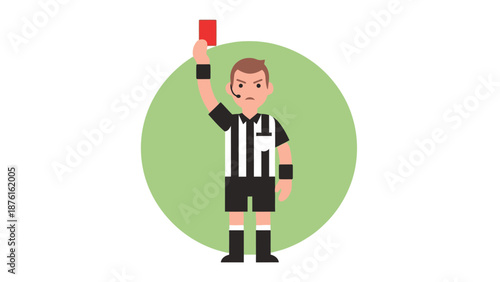 Soccer Referee Shows Red Card, Sports Discipline, Offense Penalty