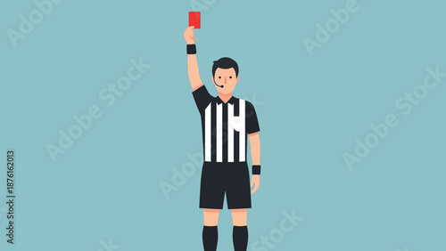 Soccer Referee Showing Red Card - Sports Punishment and Discipline Concept
