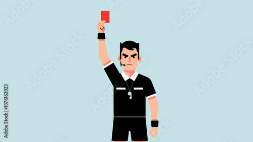 Soccer Referee Showing Red Card - Foul Penalty Punishment Game