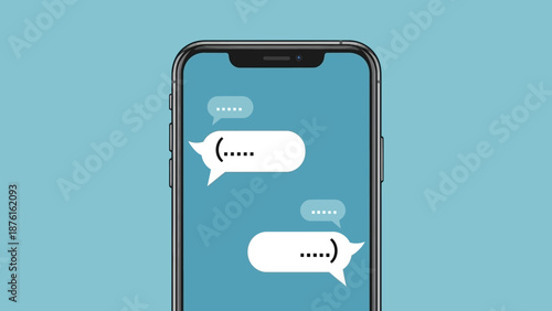 Smartphone screen displaying chat bubbles with typing indicator