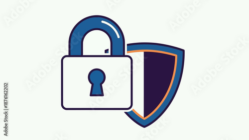 Secure padlock and shield icon representing data protection and cybersecurity concept