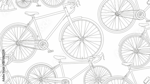Seamless Pattern of Bicycle Line Art