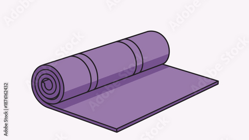 Rolled Yoga Mat - Purple Exercise Mat for Fitness and Yoga