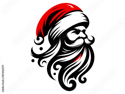 Santa Claus Character Black Silhouette Christmas Holiday Icon