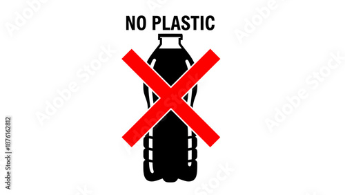 No Plastic Bottle Symbol, Environmental Protection Against Pollution