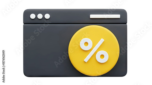 3D Browser Window with Percentage Icon
