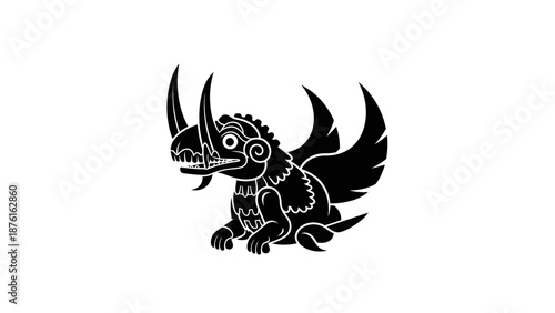 Mythical Creature Silhouette, Fantasy Beast Icon, Mystical Animal Symbol