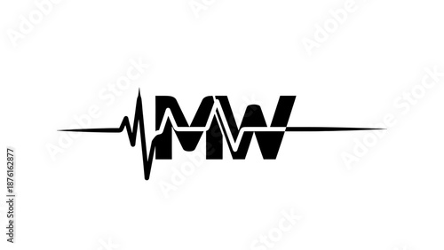MW Initials with Heartbeat Line