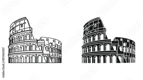 Colosseum Vector Illustrations - Ancient Roman Architecture