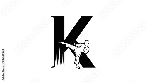 Martial Arts Karate Kick Letter K Silhouette