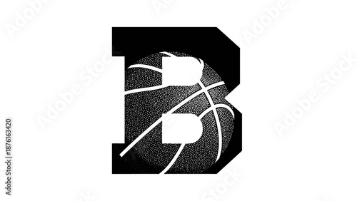 Letter B basketball logo, sports branding, game icon, abstract design