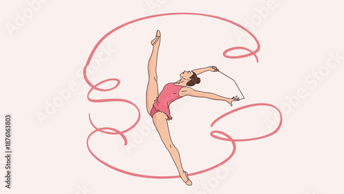 Gymnast Performing with Ribbon