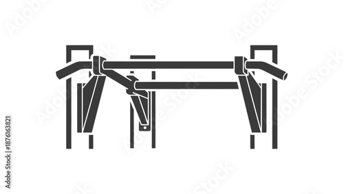 Gym pull up bar icon, workout equipment, fitness training, strength exercise, vector