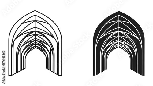 Gothic Arch Vector Illustration - Architectural Design Elements