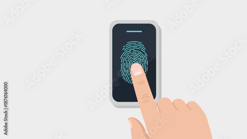 Fingerprint Scanner Security Technology - Finger on Biometric Authentication Device
