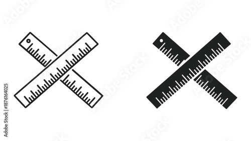 Crossed Rulers Vector Illustration for Measurement Tools