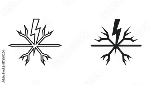 Vector Lightning Bolt Icons - Electric Shock Symbols