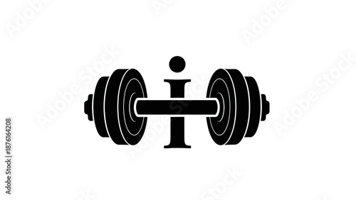Dumbbell and 'i' letter icon for fitness and gym logo