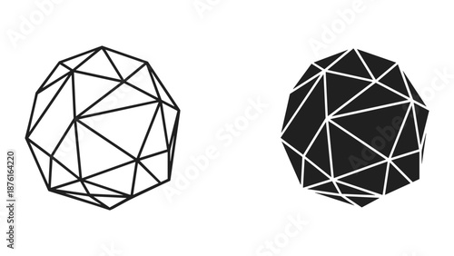 Geometric Polyhedron Shapes - Vector Illustration