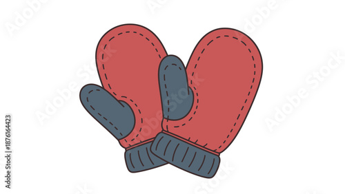Cozy Red Mittens illustration, winter warmth and protection