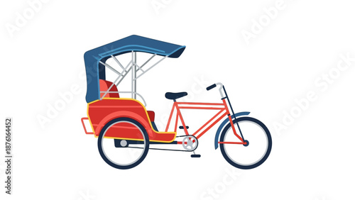 Colorful Tricycle Rickshaw Isolated on White Background