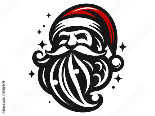 Santa Claus Walking with Gift Sack Black Silhouette Icon