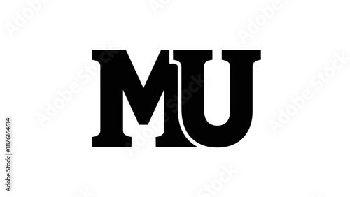 Bold MU Monogram Logo, Modern Typography, Black and White Design, Minimalist