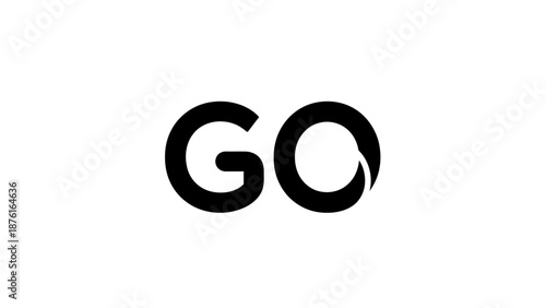 Bold Black GO Text On White Background - Start, Move Forward, Action