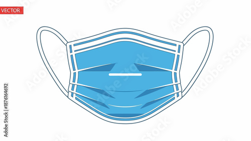 Blue Medical Face Mask Icon Vector Illustration