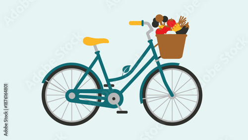 Bicycle with Basket Full of Fresh Produce