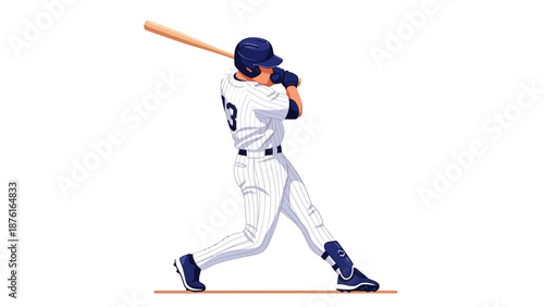 Baseball Player Swinging Bat - Athlete in Action, Sports Illustration