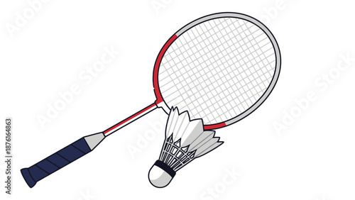 Badminton Racket and Shuttlecock Isolated on White Background