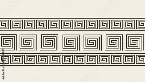 Ancient Greek Meander Pattern Border - Geometric Ornament Background