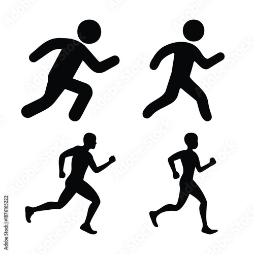 Diverse collection of running and jogging figures depicting athleticism and physical activity