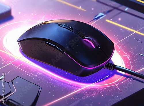 computer mouse on the keyboard.