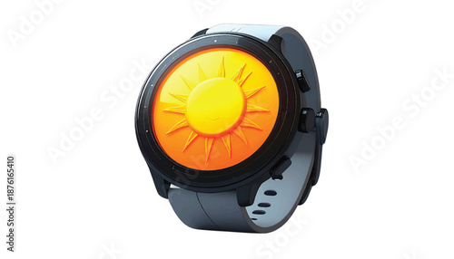 Smartwatch with Sun Icon Display - A Modern Timekeeping Device.