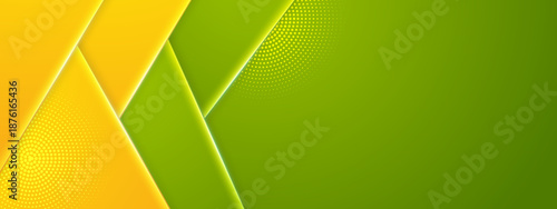 Yellow green background with overlapping geometric shapes design. Suitable for vibrant, modern, graphic design projects and abstract digital artworks.
