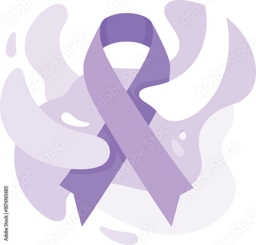 Purple awareness ribbon symbolizing support and remembrance for various causes and campaigns