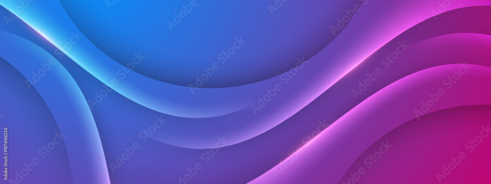 Fototapeta premium Glowing abstract curves in blue, purple, and pink. Suitable for tech, science, and abstract design concepts in marketing materials.