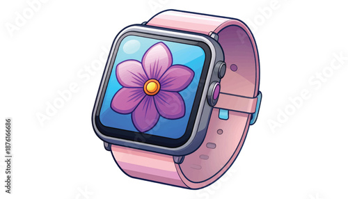 Smartwatch with a floral display, showcasing modern technology and elegant design.