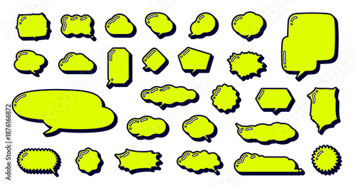 ハイライトが特徴的な色々な形の吹き出し　色々な形