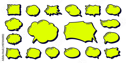 ハイライトが特徴的な色々な形の吹き出し　横書き用