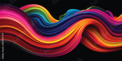 Abstract colorful rainbow background featuring a bright motion wave pattern with light curves and vector art elements for a decorative wallpaper design template