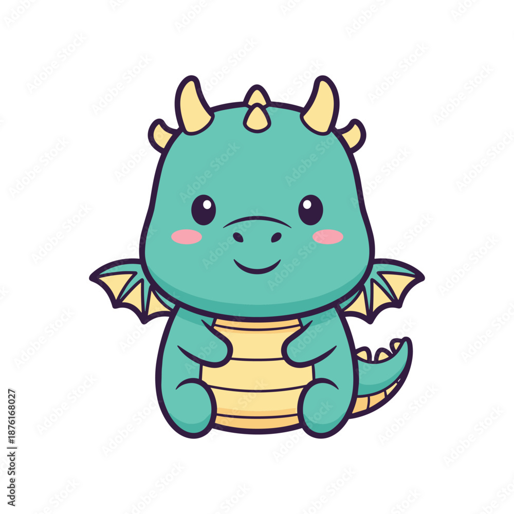 Obraz premium Adorable Cartoon Dragon Illustration