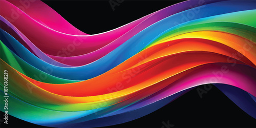 Abstract rainbow wave background featuring a colorful vector line design with bright curves and art patterns for a creative light wallpaper template