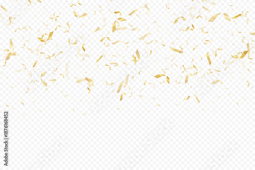 Glittering confetti on a transparent background. Gold confetti