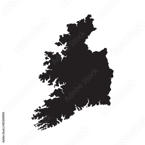 black silhouette map of ireland on white background